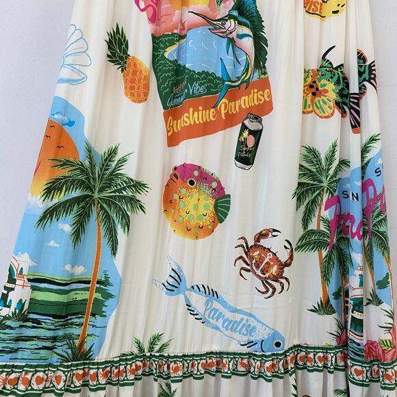Rachel‎ Zoe Summer Vibes Maxi Skirt Women XS Multicolor Tropical Paradise NEW - Picture 4 of 10